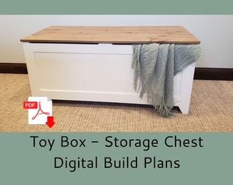 Toy Box Plans - Wooden Toy Box - Blanket Box - DIY Craft Storage Digital Build Plans - Toy Chest - Storage Bench- Printable Build Plans