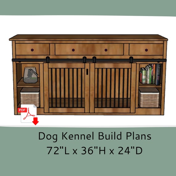 Digital Plans for Wooden Dog Kennel DIY Dog Kennel Furniture 72 Dog Crate Entertainment Center Plans With Shelves Etsy Canada
