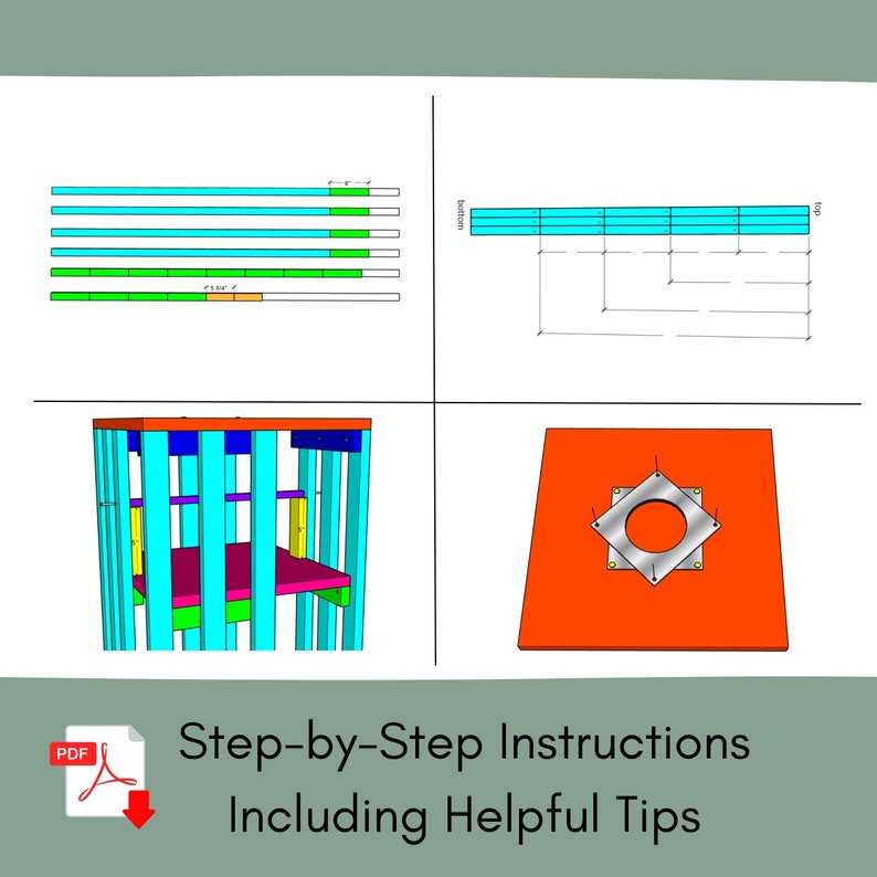 May include: A step-by-step instruction guide for building a wooden birdhouse. The guide includes diagrams and illustrations showing the different parts of the birdhouse and how to assemble them. The guide also includes helpful tips for building a birdhouse.