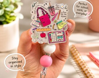 Planner Girl Badge Reel, Niedlicher Büro Ausweishalter, Krankenschwester Badge Reel, Lehrer Lanyard Charm, Arbeits Accessoire, Kaffee Liebhaber Geschenk