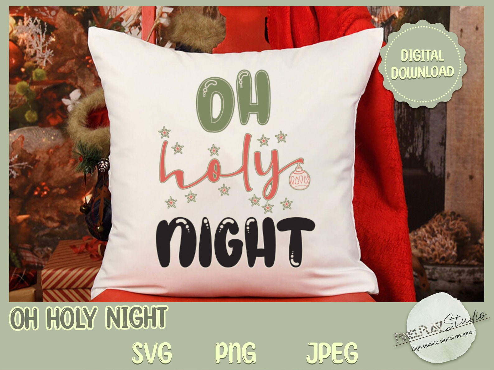 Oh Holy Night Svg Christmas Svg Png Printable Png Svg - Etsy