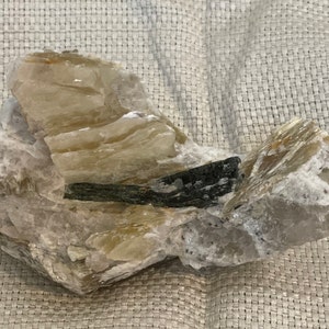 Muscovite Mica and Green Tourmaline on Quartz matrix