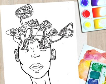 Stoner Pencil Trippy Mushroom Drawing Psychedelic Drawing Etsy psychedelic drawing etsy