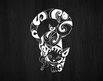 Cheshire Cat SVG Smoke svg tshirt design Cat mom svg Alice Wonderland svg files for Cricut Projects Mandala SVG Movie zentangle SVG Stoner