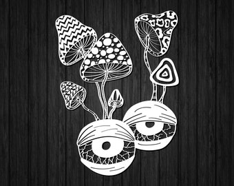 Psychedelische SVG und PNG-Datei · Stoner Art Vektor für Laser / CNC · Pilz Laser bereit Schnittdatei / Cricut / Glowforge bereit digitaler Download