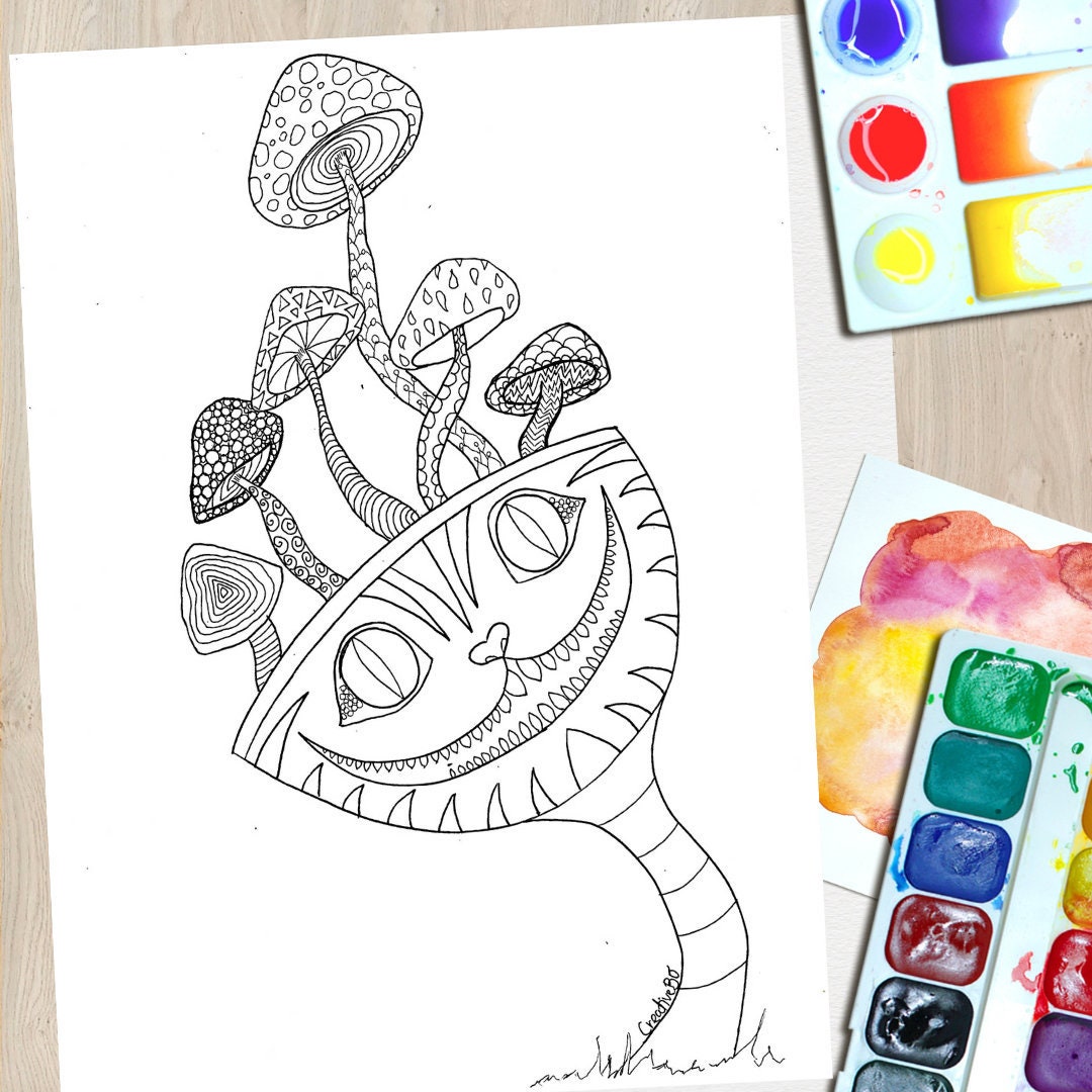 104  Alice In Wonderland Coloring Pages Cat  Latest Free