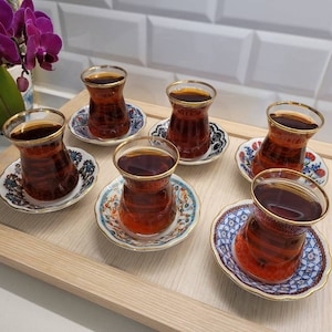 Turkish Tea Set, Turkish Tea Cups and Saucers, Tea Glasses and Saucers