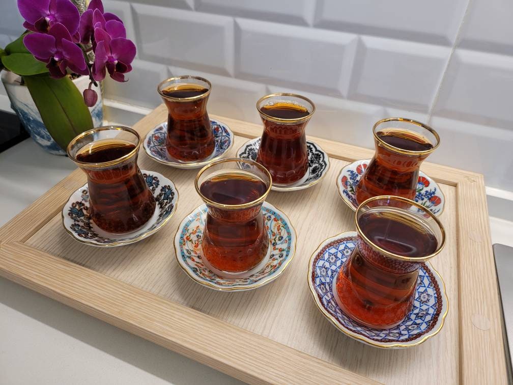 Turkish Tea Set, Turkish Tea Cups and Saucers, Tea Glasses and Saucers