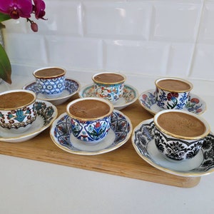 Espressotassen-Set, Espressotasse und Untertassen-Set, Espressotassen-Set, Geschenk für Mama, Porzellan mit Goldrand, Premium-Geschenkbox