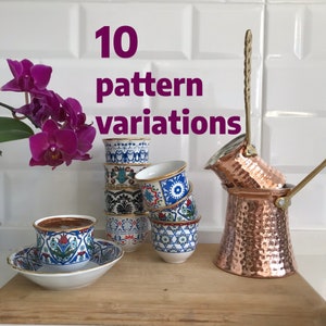 Türkisches Kaffee-Set, Espressotassen, Arabische Kaffeetassen, Porzellan-Kaffeetassen, Jubiläumsgeschenk, Espresso-Kaffeetasse, Geburtstagsgeschenk für Sie