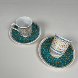 Türkisches Kaffeeset, osmanisches Sonderdesign, Türkis, türkisches Kaffeeset, Espressotassen-Set, Kaffeeset-Geschenk, 2er-Set, Porzellantassen