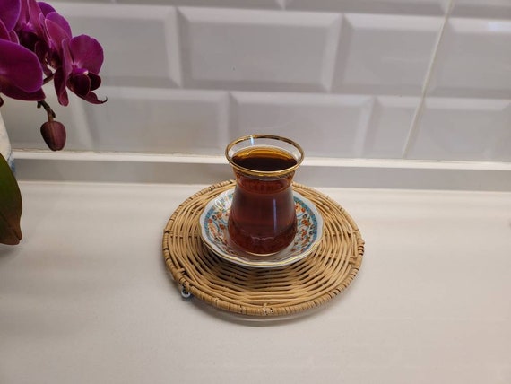 Bicchieri da tè turchi Vintage tazze e piattini con manico Set da 6 ''l  servizio e bere oro per decorazioni per regalo di inaugurazione della casa  - AliExpress