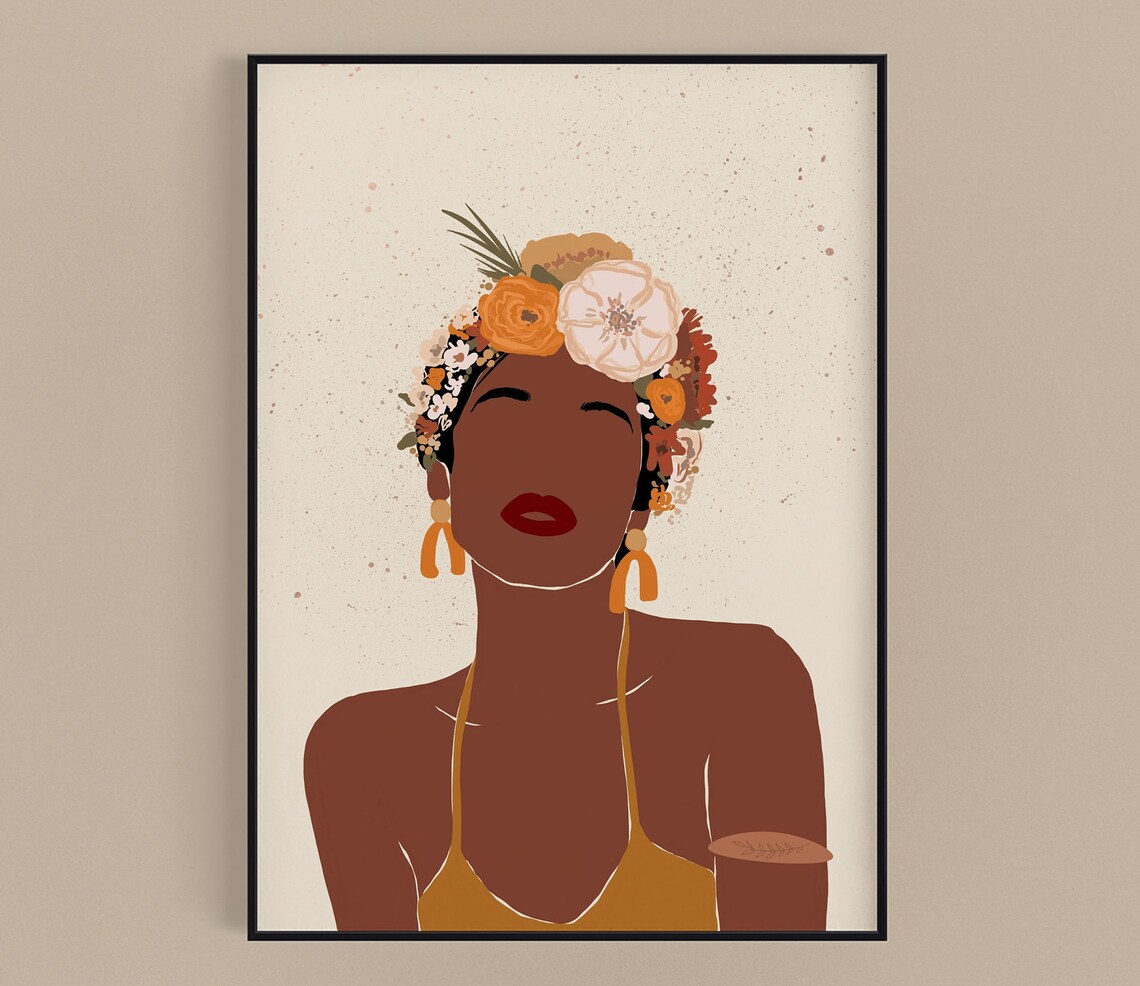 African American Wall Art Prints Flower Crown Black Art Etsy