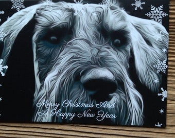 Giant Schnauzer Greeting Card (Christmas) - Riesenschnauzer Grusskarte ,blank