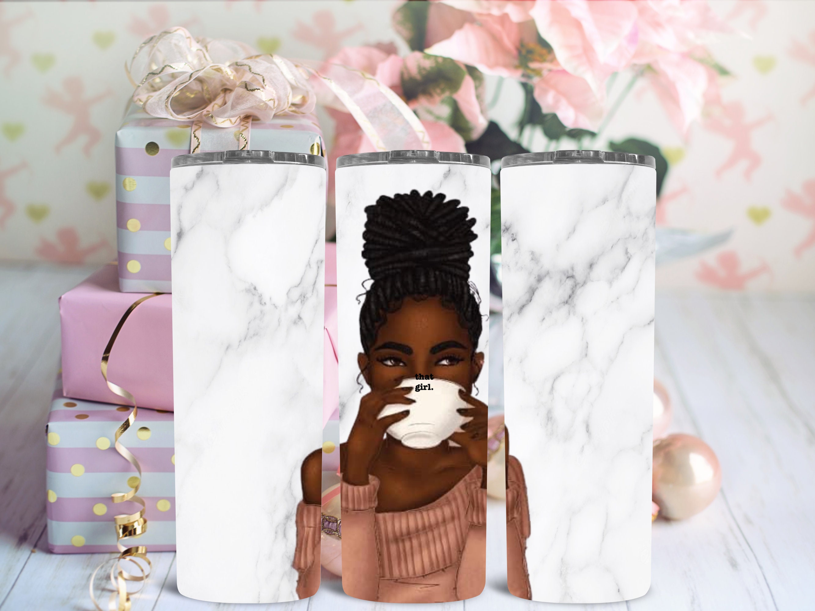 Stainless Steel Insulated Tumblers Black Girl Tumbler Etsy