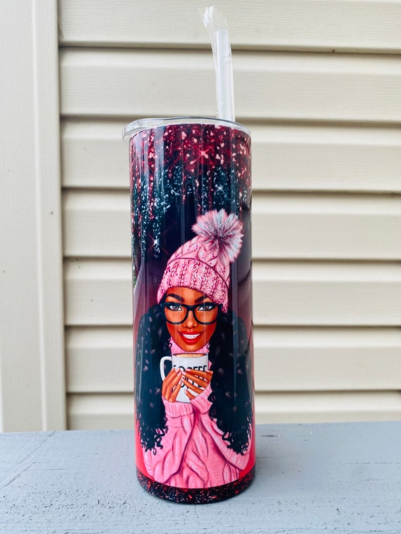 Pink Cup, Insulated Tumblers, Black Girl Tumbler, Afrocentric Gift