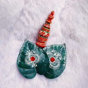 Bengalisches Hochzeit Kulo Gach Kouto Paan Pata Set | Handbemaltes künstliches Betelblatt oder Kolka-Kunst Paan Pata mit Gach Kouto | Sindur Kouto