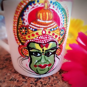Kathakali painting |Hand Painted Coffee Mug| Mandala Art Coffee Mug |Indian art |South Indian art |Kathakali|Gift for her|Christmas gift