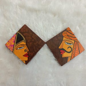 手描きのクルハド・ラジャスタンアートペア｜ギフト用カップル・クラーセット｜インドの土風ティーカップ｜インドのティーカップ｜ハンドルなし｜クリスマスギフト 画像 3