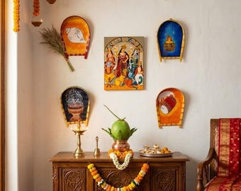 Hand Painted Bengali Decorations, Traditional Bengali Decor, Kulo Canvas for Festive Puja Decor Vibes