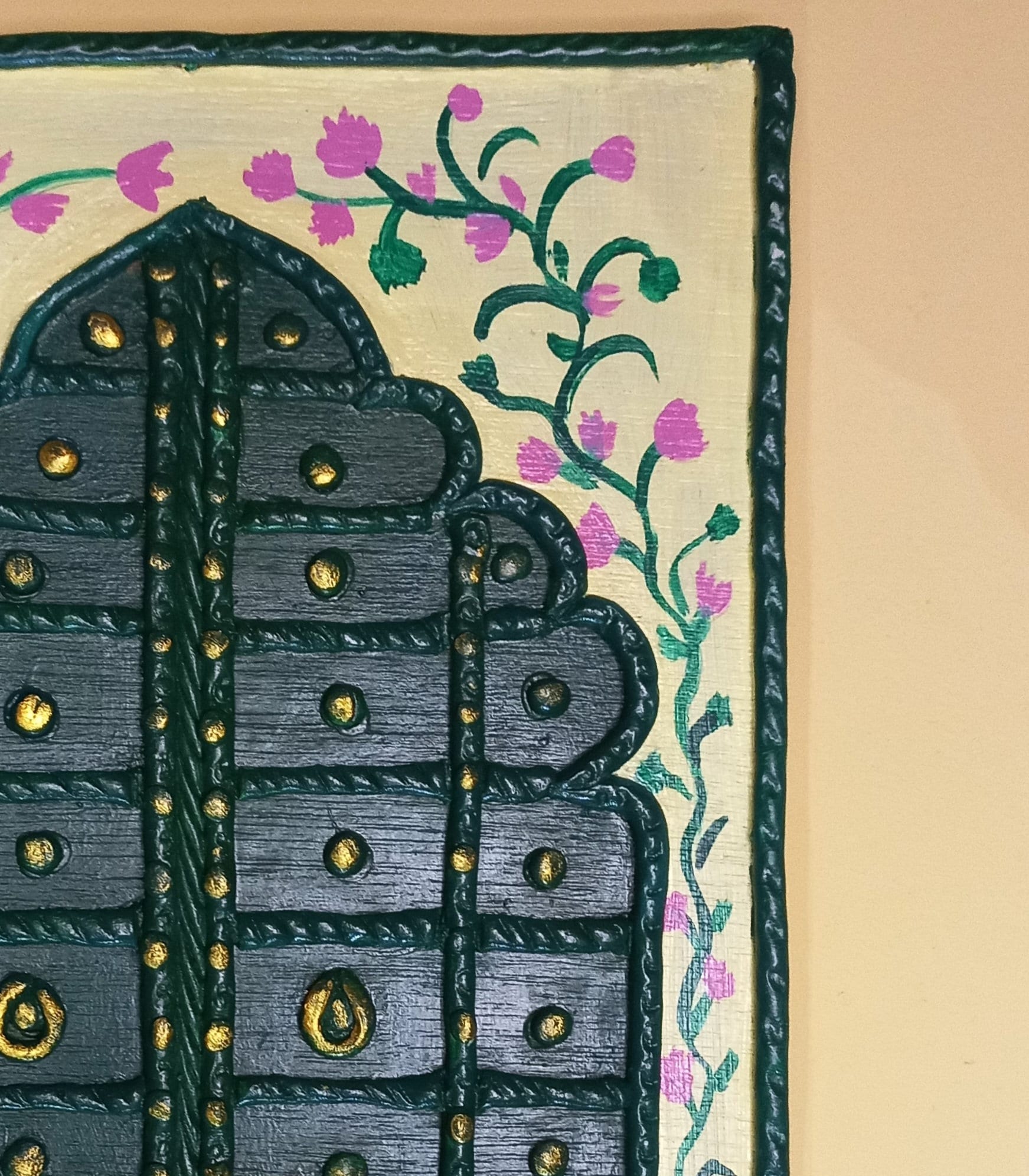 Cadre Mural Jharokha Peint à La Main - Décor Ethnique Multicolore 12 Pouces