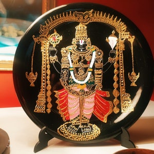 Hand Painted Indian Art Lord Balaji Wall Hanging | Indian Art Wall Plate| Balaji Wall Art | Balaji Paintings | Teerupati Balaji Wall Decor