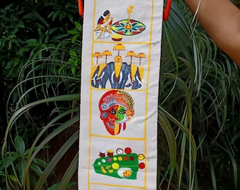 Hand Painted Kerala Art Canvas,Kerala Gift, Nettipattam Wall Decor,South Indian Cultural artwork