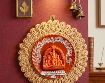 Hand Painted Terracotta Maa Durga Murti Wall Plates, Terracotta Durga Wall Decor, Terracotta Durga Jute Wall Hanging