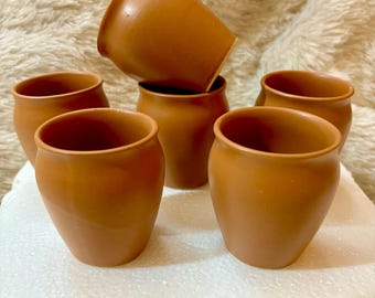 Terracotta Tea Coffee Cups Set of 6  Earthen Kulhads 150 ml, Indian Clay Cups