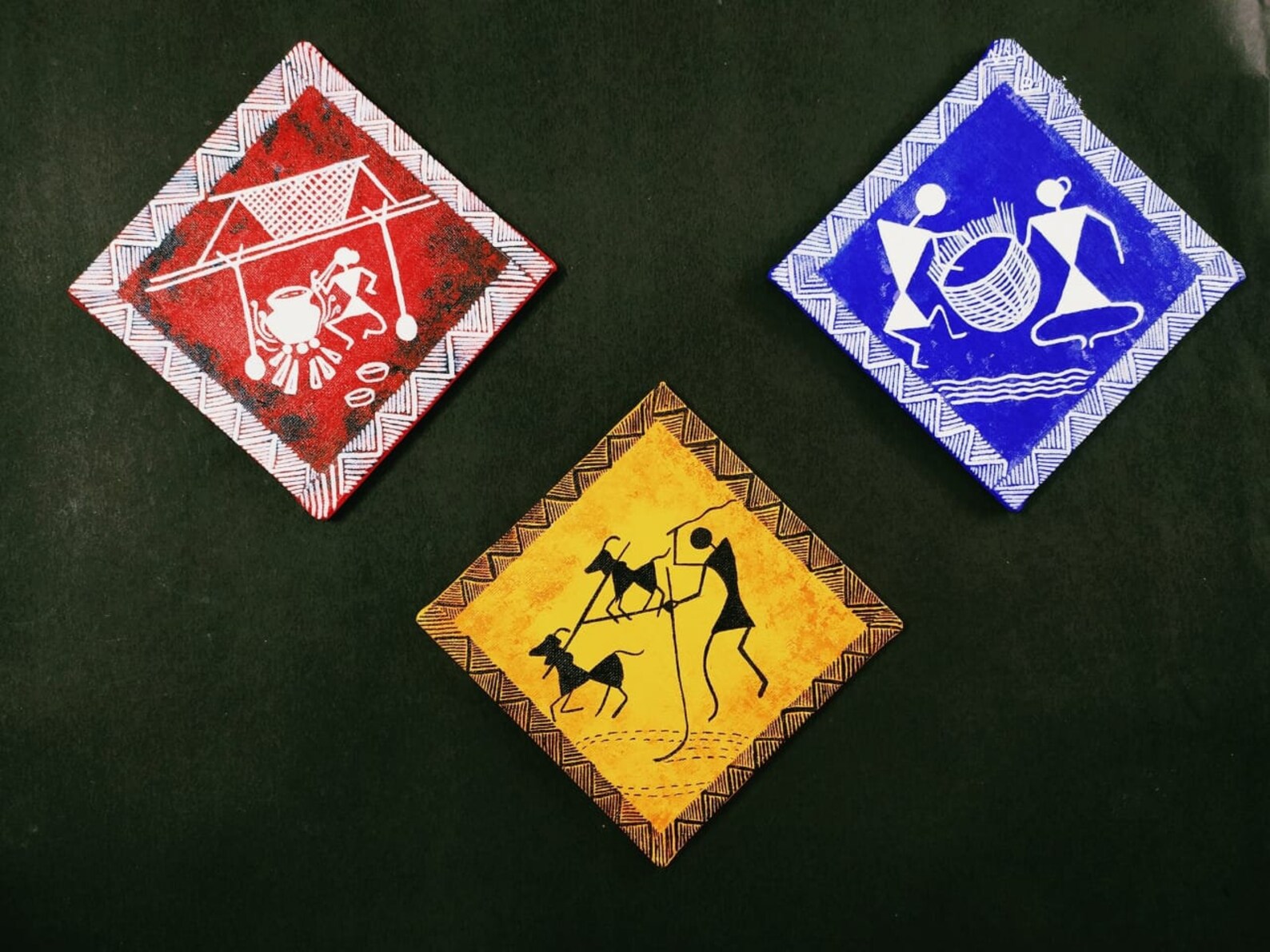 Hand Painted Warli Art Wall Decorset of 3 Wall Hanging Etsy