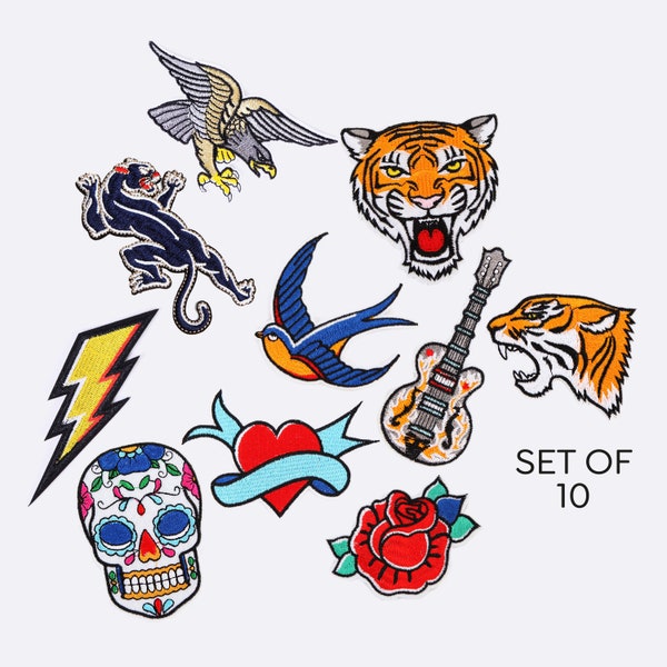 Iron-on patches TATTOO (set of 10)