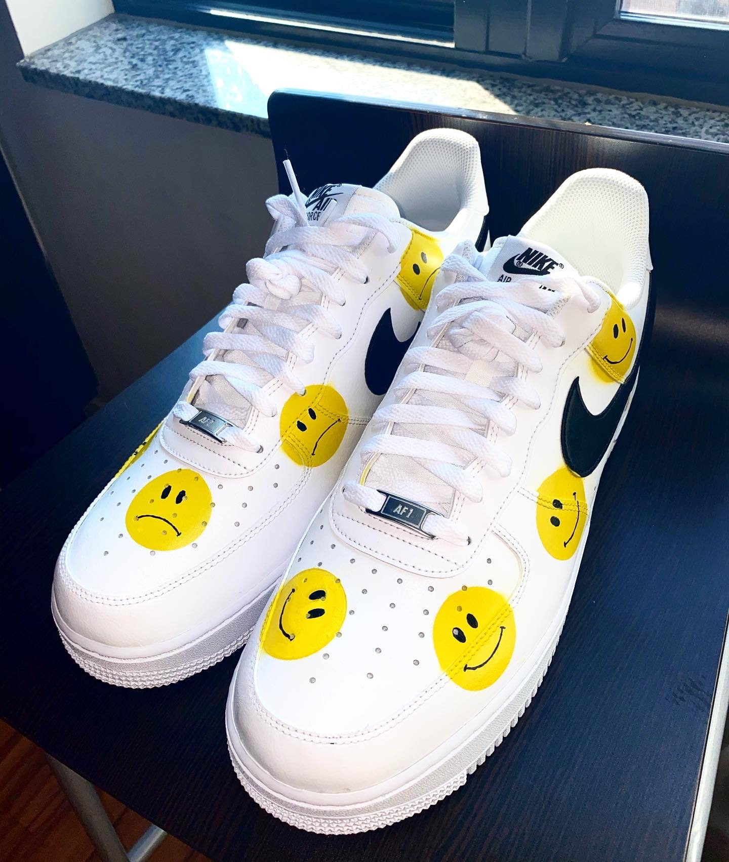 smiley face air force 1s