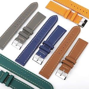 Handmade Saffiano Leather Watch Strap 20mm 22mm Watch Band Blue Black Green Red Brown Color Watch Strap Men&#39;s Watch Bands