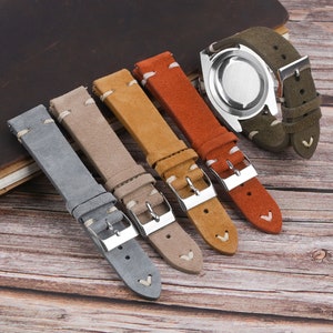 Suede Watch Strap Band 16mm 17mm 18mm 19mm 20mm 21mm 22mm Grey Green Brown Colors Leather Watchband Quick Release Replacement Watchbands