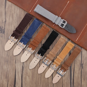 Suede Watch Strap Gray Brown Tan Blue Black Watch Band 18mm 20mm 22mm 24mm Quick Release Watch Bands Replacement Personalized Watchband
