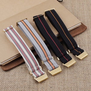 Nylon horlogebandbanden 22 mm elastische horlogeband Militaire horlogeband Meerdere kleuren optie Goud/zilver/zwarte gesp