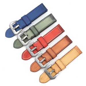 Leather Watch Strap 20mm 22mm 24mm Watch Band Blue Brown Green Yellow Red Color Leather Watch Strap Personalized Watchband
