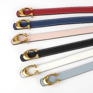 Women Leather Belt Black Red White Blue Moon Shape Buckle Dress Belt Female Straps Waistband For Apparel Accessories Gold Buckle
