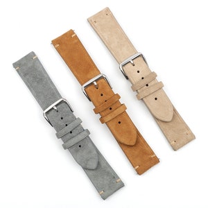 Suede Watch Strap Grey Brown Tan Beige Colors Leather Watch Band 18mm 20mm 22mm 24mm Replacement Watchbands Personalized Watchband
