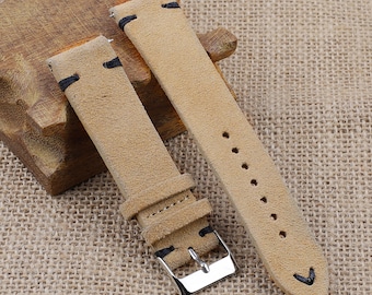 Bracelet de montre en daim 18mm 20mm 22mm 24mm Bracelet de montre crème avec remplacement de bracelet de montre à dégagement rapide cousu blanc/noir Bracelet de montre personnalisé