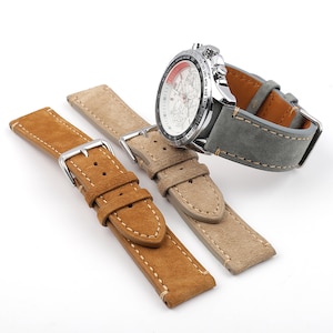 Suede Watch Strap 18mm 20mm 22mm 24mm Leather Watch Band Grey Brown Tan Beige Watch Strap Replacement Watchband Personalized Watchband