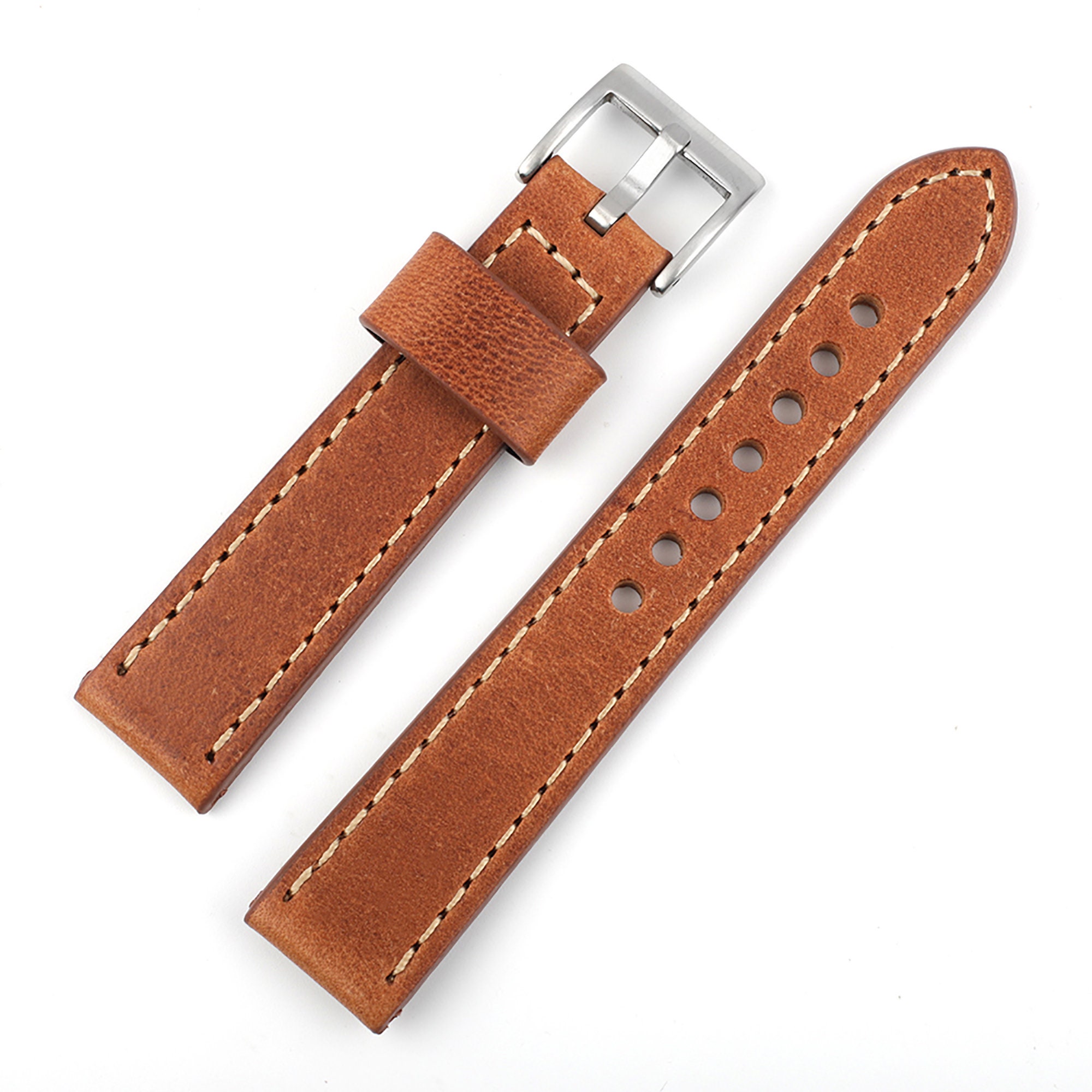 Genuine Leather Watch Strap 20mm 22mm Handmade Leather Watch | Etsy