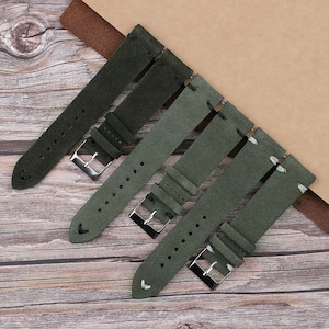 Suede Watch Strap 18mm 20mm 22mm 24mm Leather Watch Band Green Watch Strap Quick Release Watch Band Replacement Personalized Watchband
