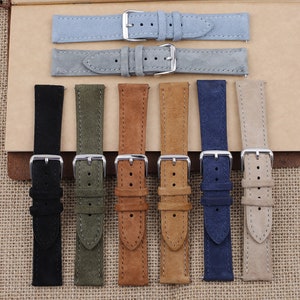 Suede Watch Strap Grey Green Blue Brown Tan Beige Black Colors Leather Watch Band 18mm 19mm 20mm 22mm 24mm Replacement Watchbands