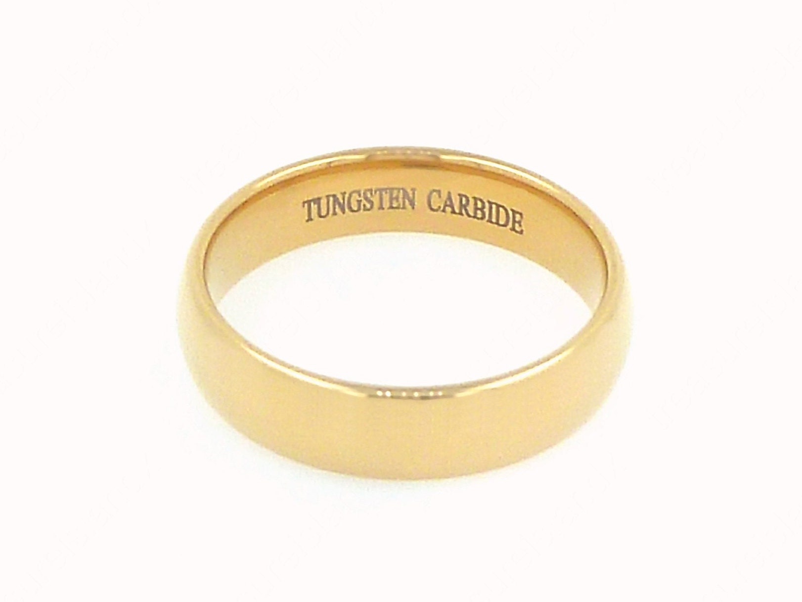 Forever Band: Men's Or Ladies 6mm Genuine Gold IP Shiny Dome Tungsten Carbide Wedding Ring – Made In USA
