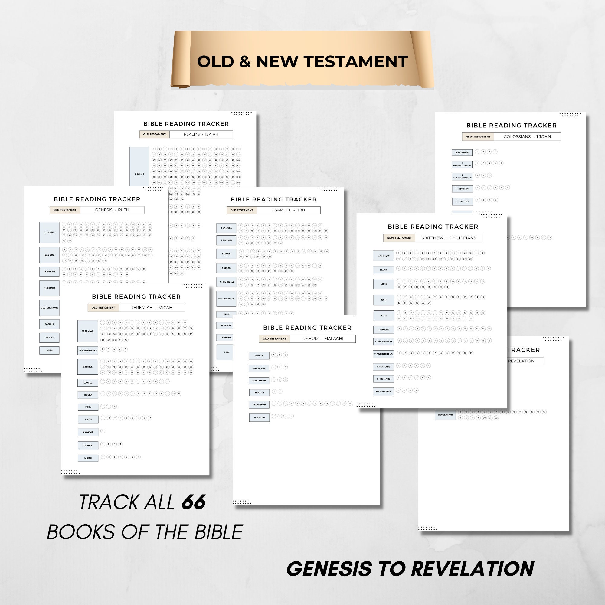 Old &amp; New Testament Books of the Bible Tracker, Bible Planning ...