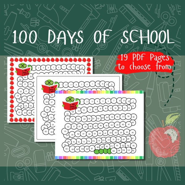 100 Days of School Caterpillar Tracker Printable PDF, For Students & Teachers, Back to School Countdown, Curriculum Planner, Homeschool