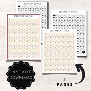 180 Days of School Printable Tracker, Back To School, For Teachers and Students, Curriculum Planner, Tracker for the School Year, Homeschool