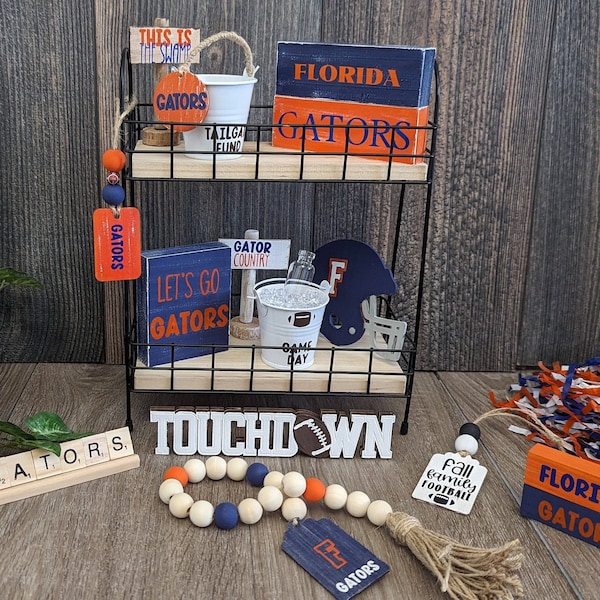 Florida Gator Tiered Tray Items | University of Florida Decor | UF Tiered Tray Fillers | Gators Tray Bundle, Florida Gators Decor a