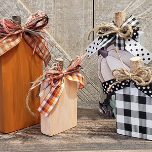Wood Pumpkin Set of 2 Fall Decor Autumn Rustic Farmhouse Thanksgiving ...